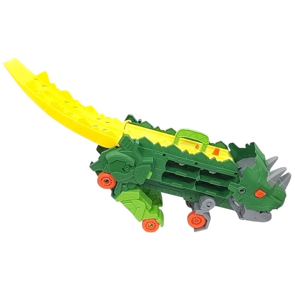 Garvee Dinosaur Transporter Triceratops Truck Toy Dual Race Track Car Storage